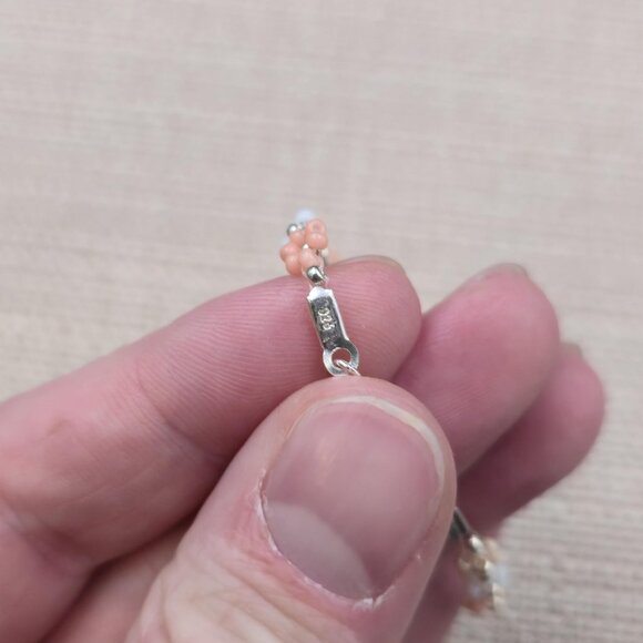 7 Inch Sterling Silver Small Bead Flowers Handmade Bracelet A6774 - Picture 5 of 7